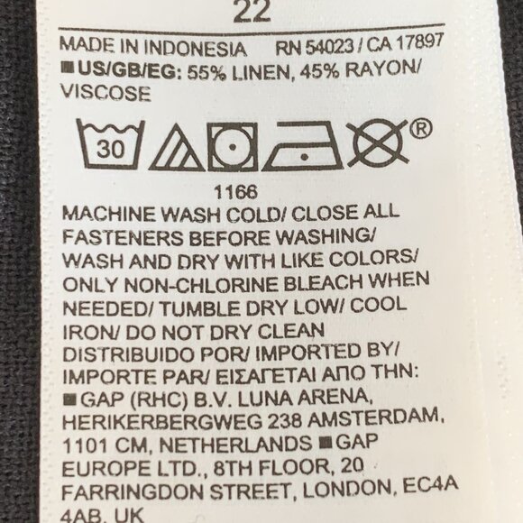 Gap Linen Blend Wide Leg Pants Womens 18 Plus Black Pockets Office Flowy Matrix - Picture 5 of 8